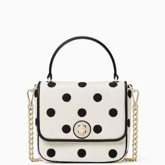 kate spade Handbags - Kate Spade Natalia Square Embroidered Polka Dot Crossbody Top Handle Bag